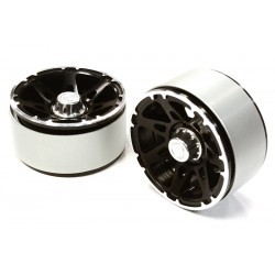 Integy, High Mass 1.9 Size Alloy A7 Spoke Beadlock Wheel (2) for Scale Off-Road Crawler  ,  C26442BLACK