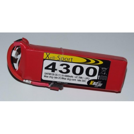 Lipo Xell-Sport 11.1V 1250MAH 3S 30C MPX , SAF08108ML